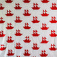 Vintage Red & White Sailboat Quilt TOP