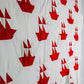 Vintage Red & White Sailboat Quilt TOP