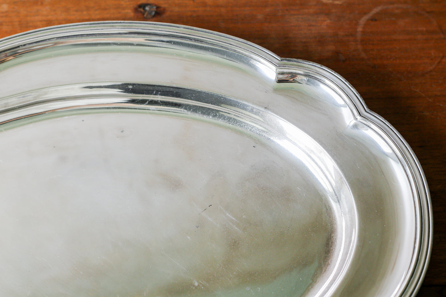 Vintage Scalloped Silver Plate Serving Tray