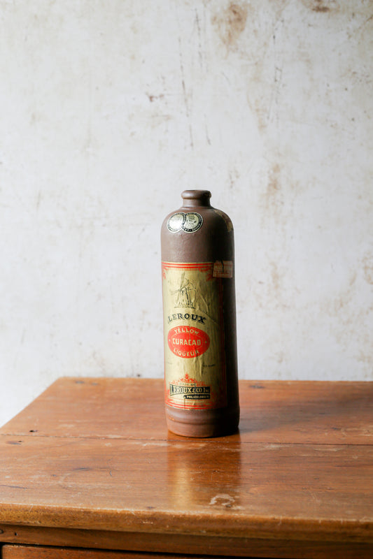 Vintage Leroux Curacao Liqueur Stoneware Bottle
