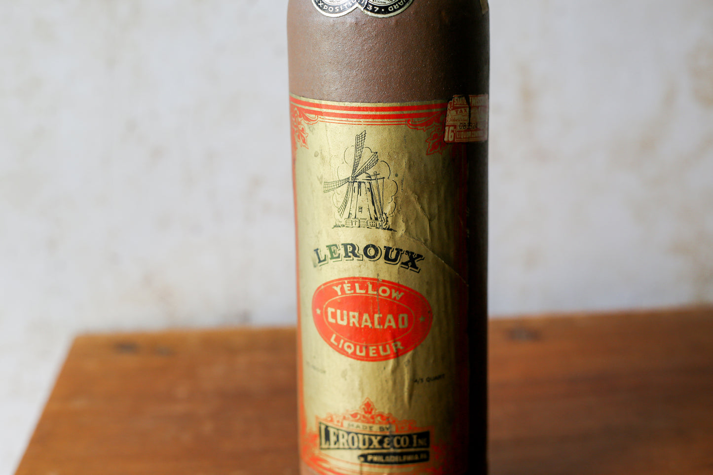 Vintage Leroux Curacao Liqueur Stoneware Bottle