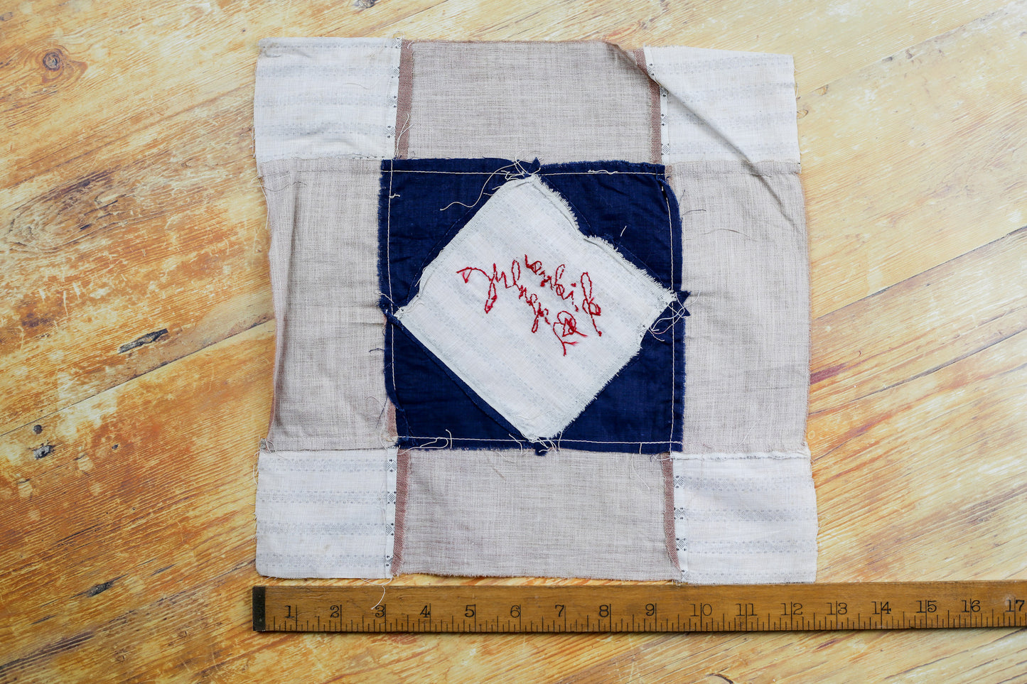 Antique Blue and Brown “Sidna Byerley” Quilt Block