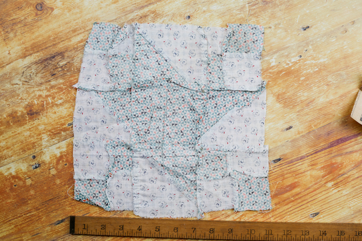 Vintage Milky Way 11" Quilt Block with Original Newspaper Pattern, c1930