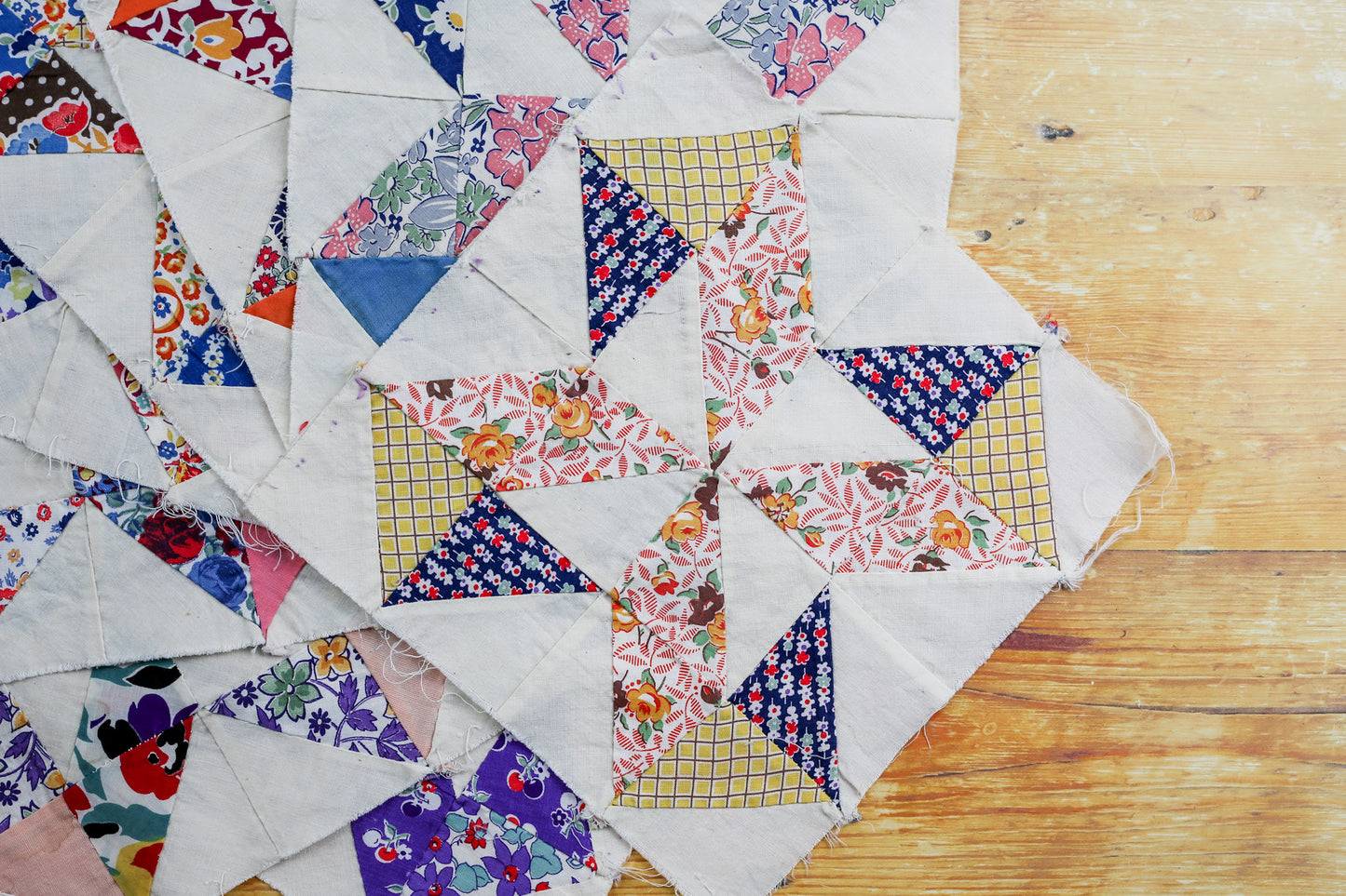 Set of 8 Vintage Pinwheel Quilt Blocks, c1930