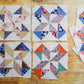 Set of 8 Vintage Pinwheel Quilt Blocks, c1930