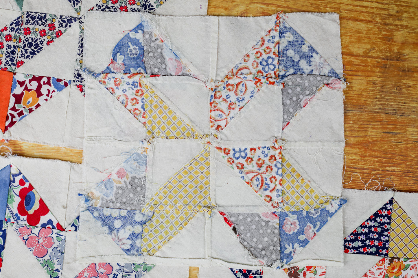 Set of 8 Vintage Pinwheel Quilt Blocks, c1930