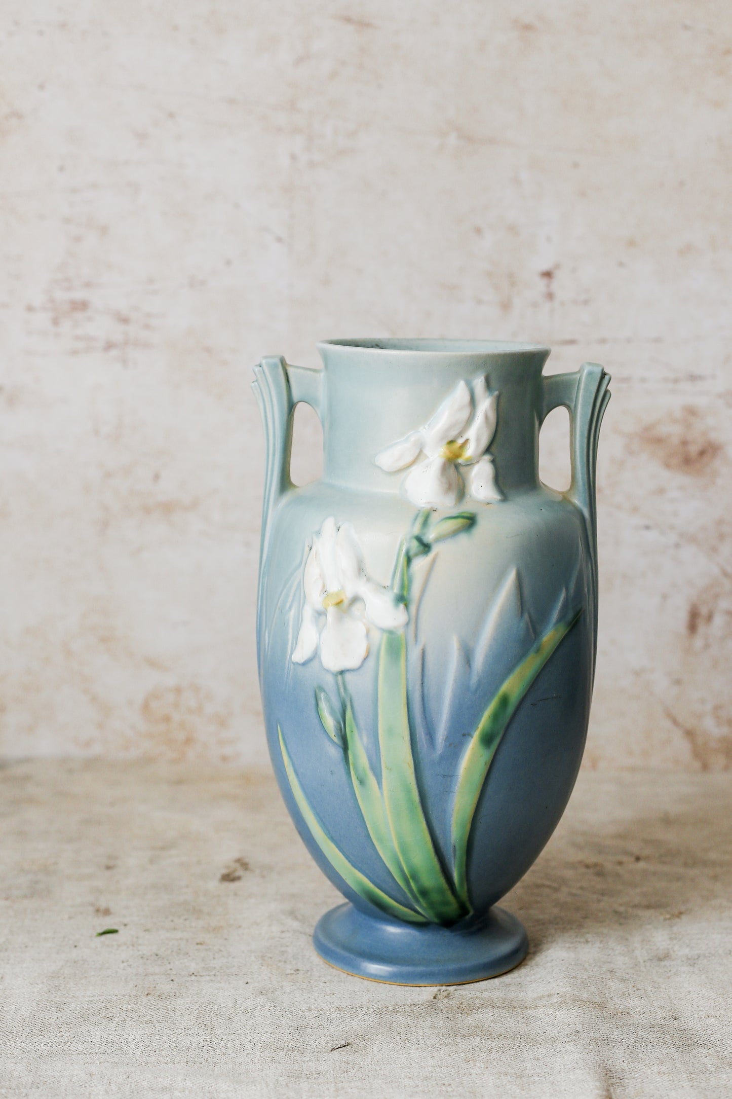 Vintage Roseville Pottery Blue Iris 12" Vase, c1939