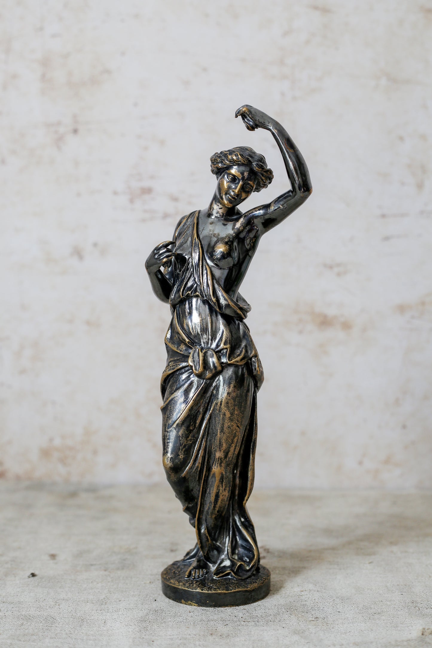 Antique Bronze Sculpture of Classical Woman by Edouard Henri Delesalle, c1850