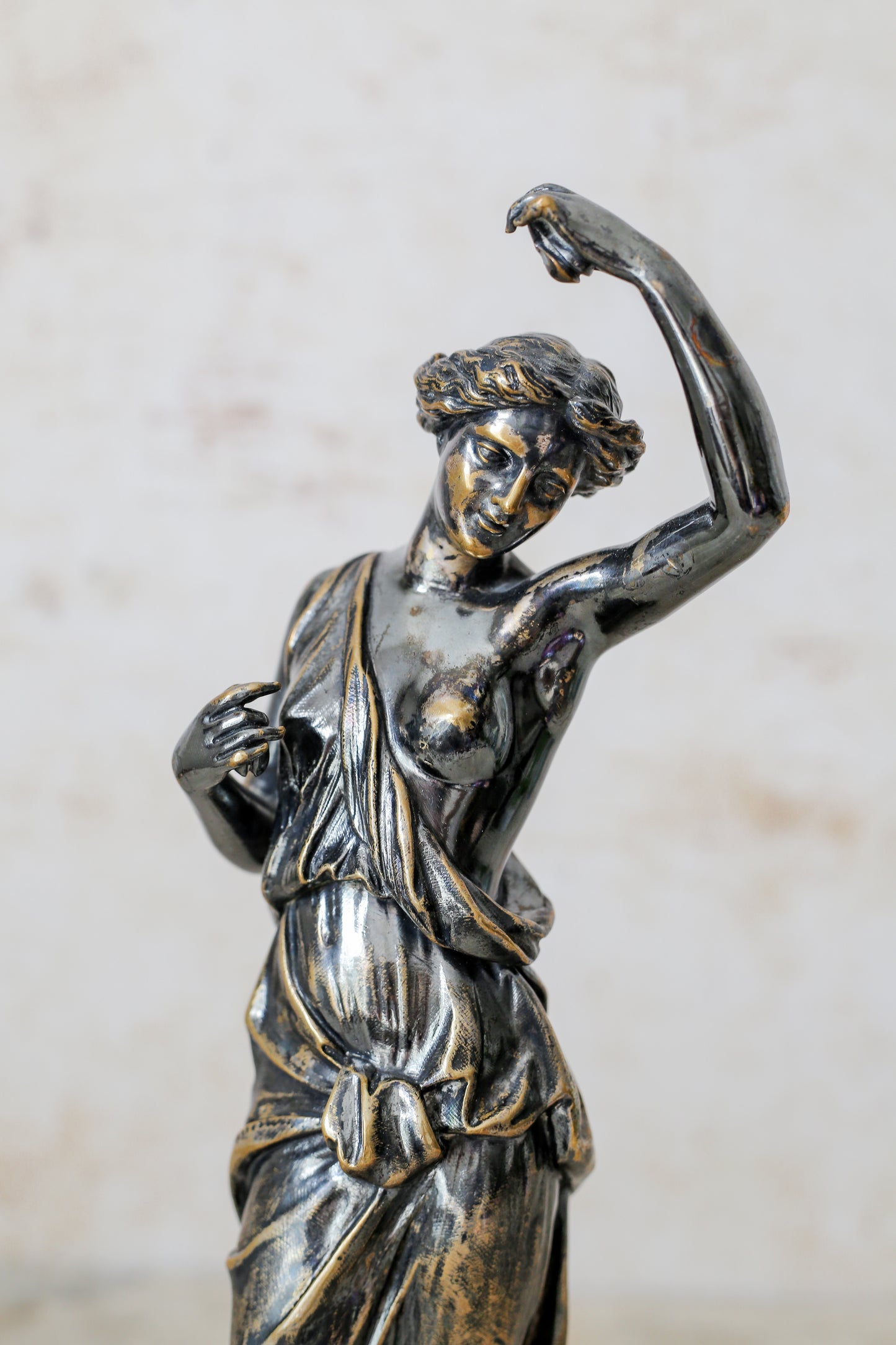 Antique Bronze Sculpture of Classical Woman by Edouard Henri Delesalle, c1850