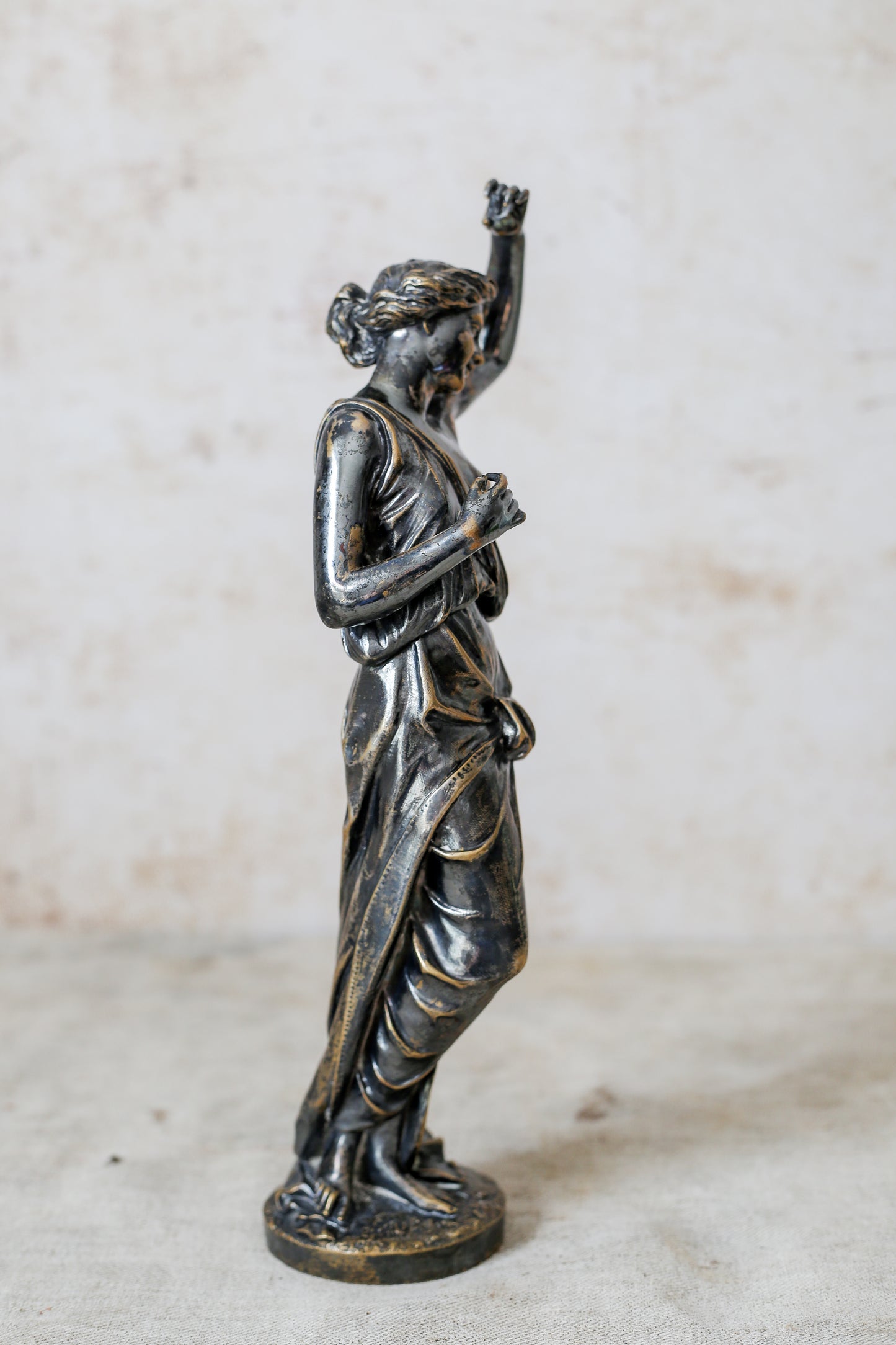 Antique Bronze Sculpture of Classical Woman by Edouard Henri Delesalle, c1850