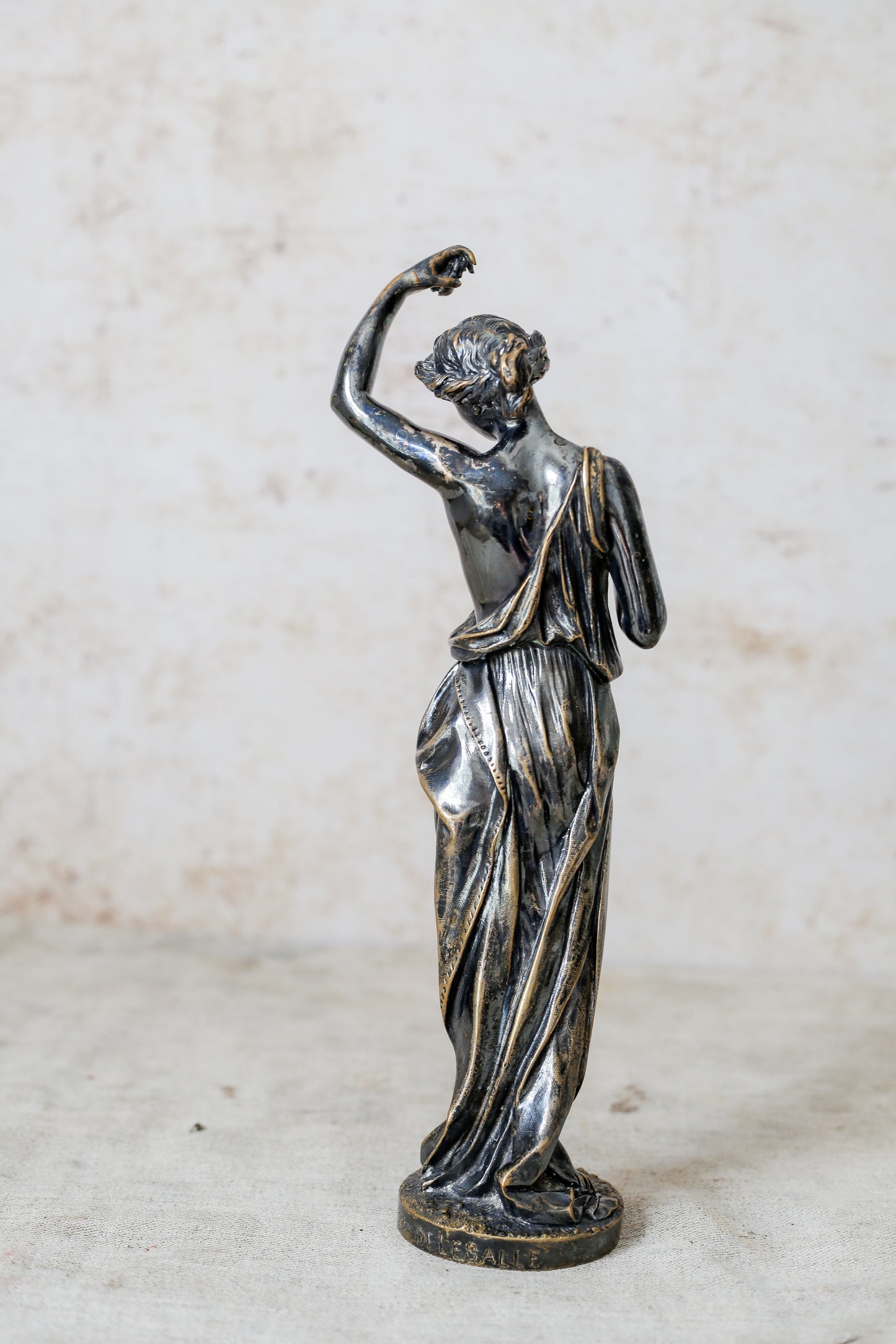 Antique Bronze Sculpture of Classical Woman by Edouard Henri Delesalle, c1850