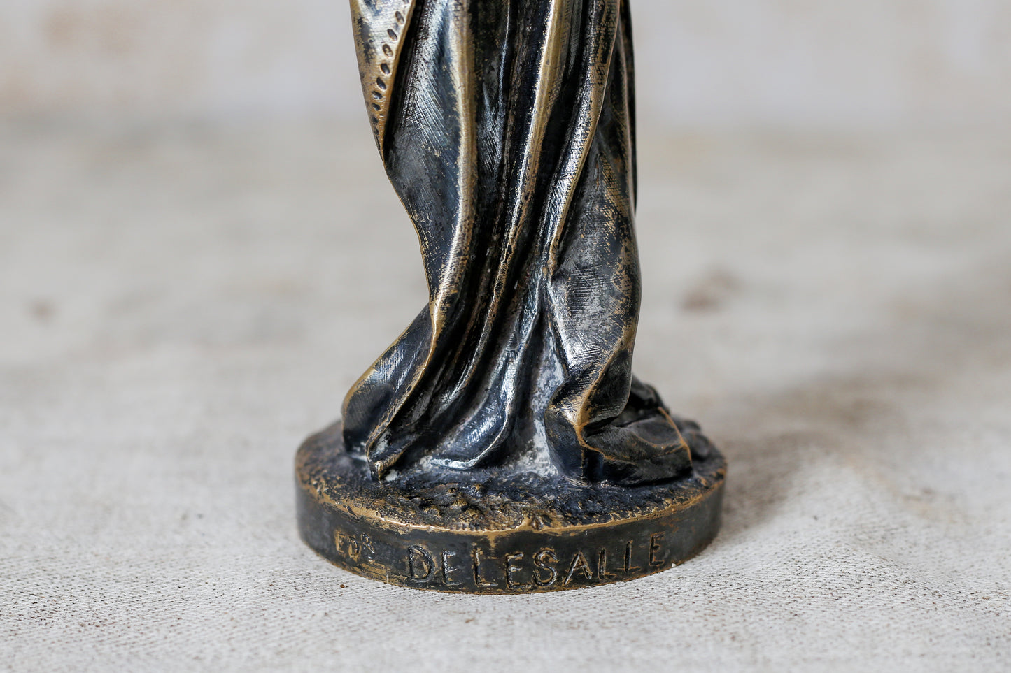 Antique Bronze Sculpture of Classical Woman by Edouard Henri Delesalle, c1850