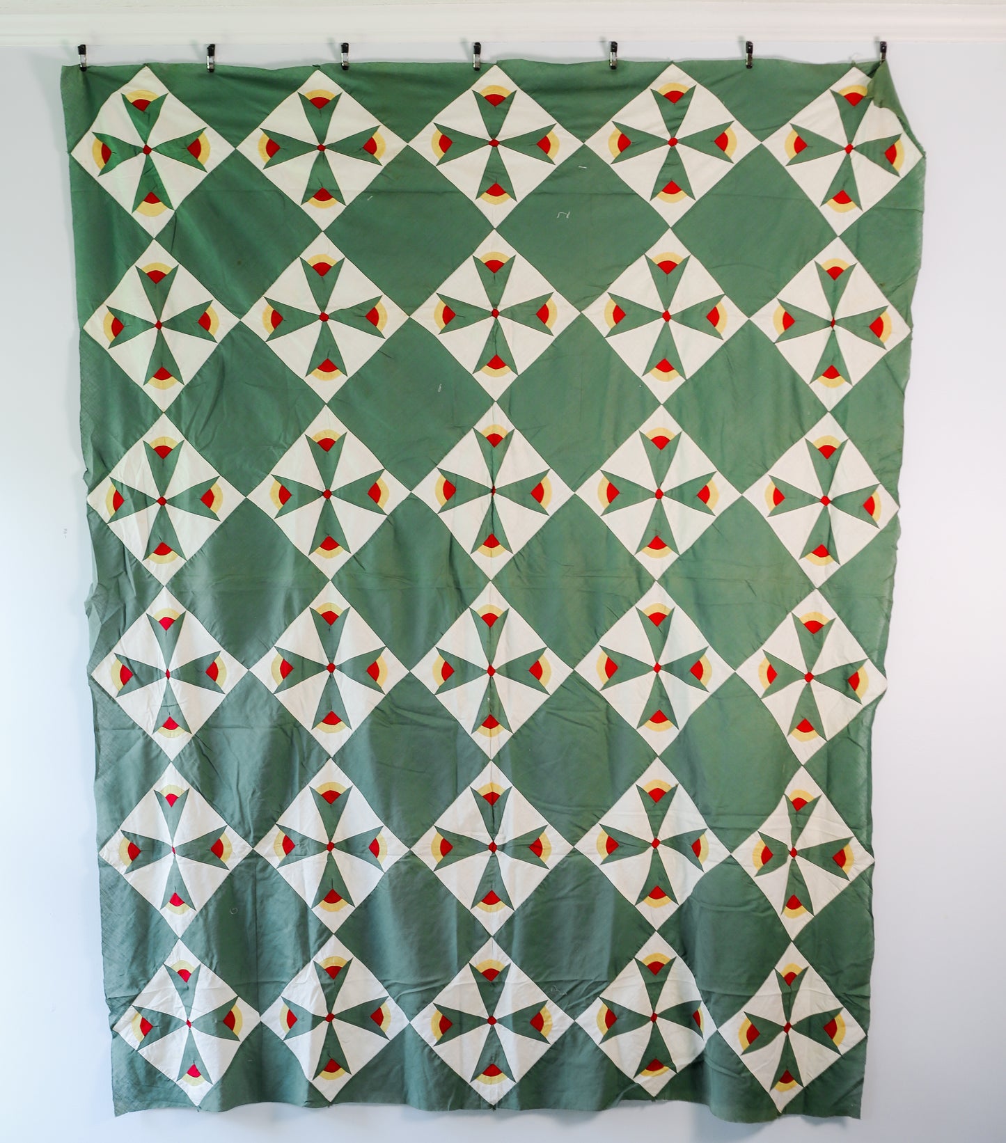 Vintage “The Rosebud Quilt” Red and Green Quilt TOP, c1930