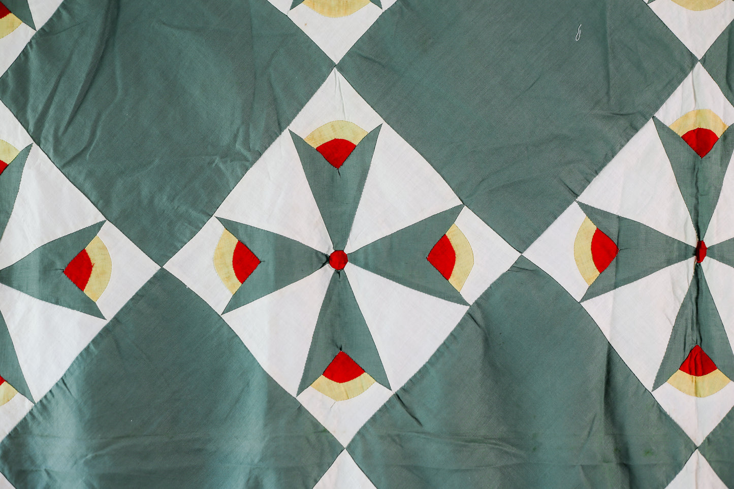 Vintage “The Rosebud Quilt” Red and Green Quilt TOP, c1930