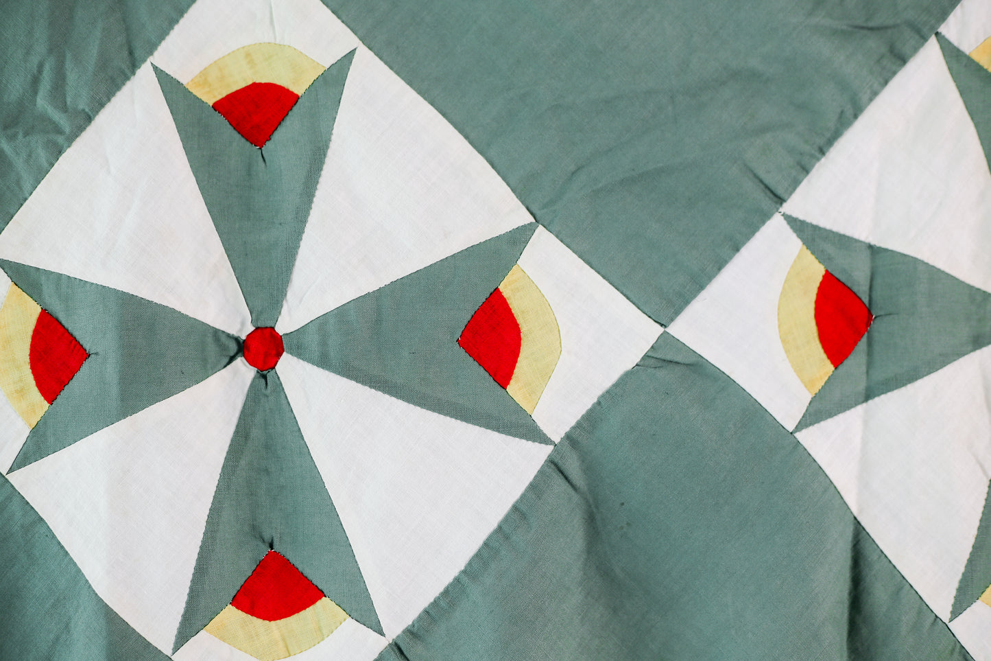 Vintage “The Rosebud Quilt” Red and Green Quilt TOP, c1930