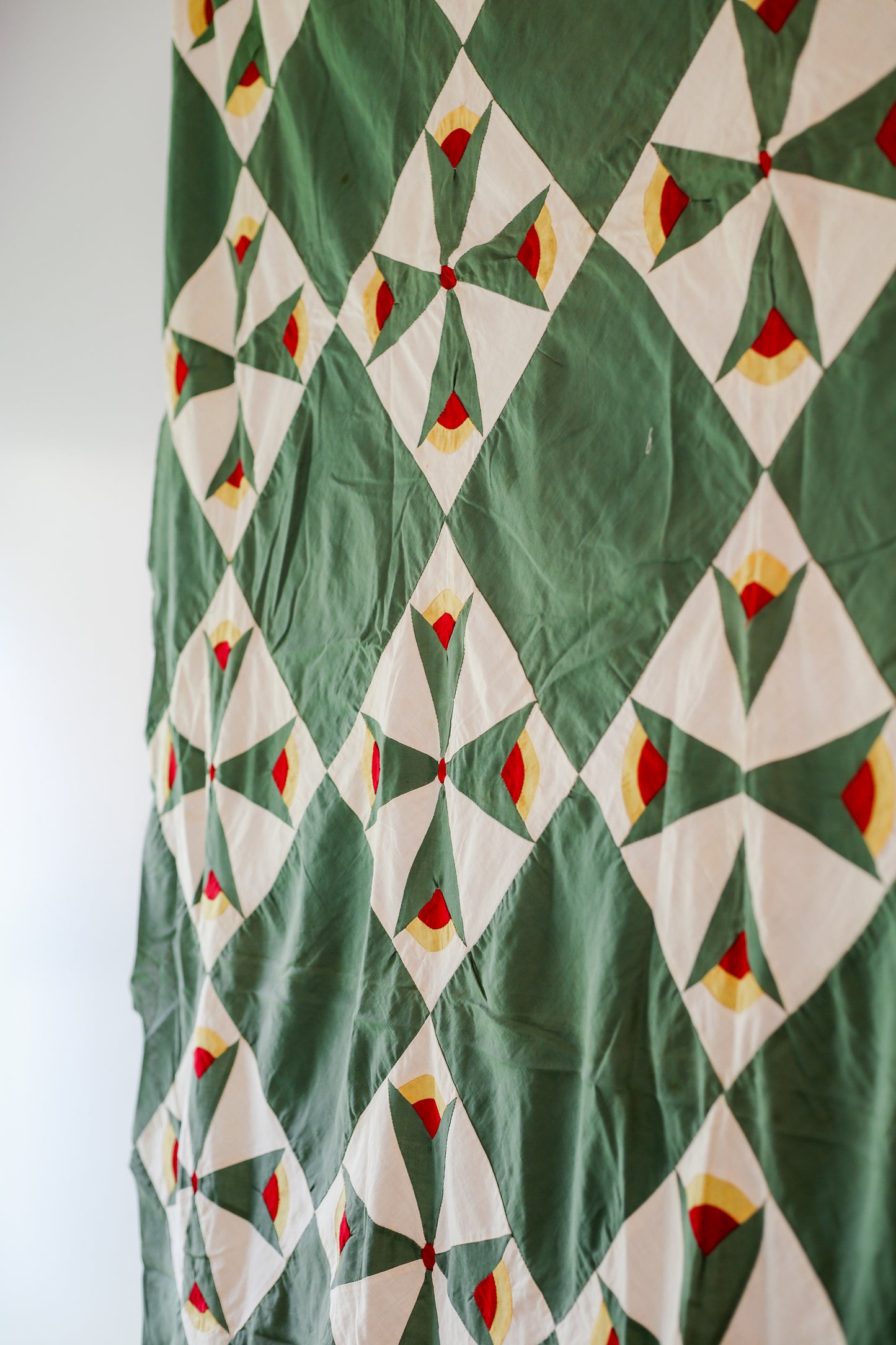 Vintage “The Rosebud Quilt” Red and Green Quilt TOP, c1930