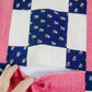 Vintage Counterpane Blue and Pink Quilt TOP, c1920