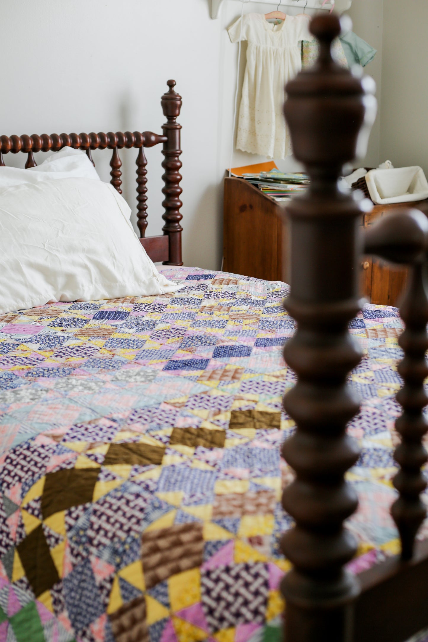 Vintage Right and Left Floral Quilt, c1930