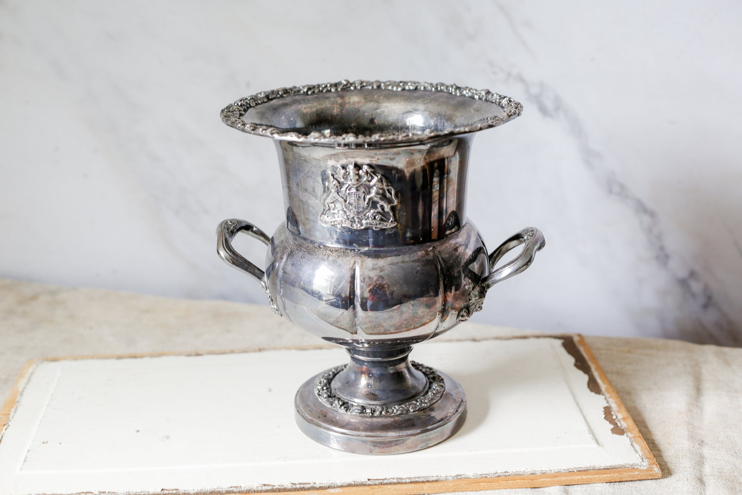 Vintage Silverplate Champagne Bucket with Royal Coat of Arms