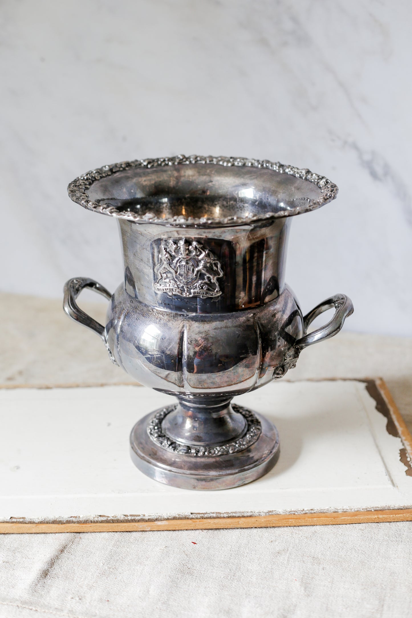 Vintage Silverplate Champagne Bucket with Royal Coat of Arms