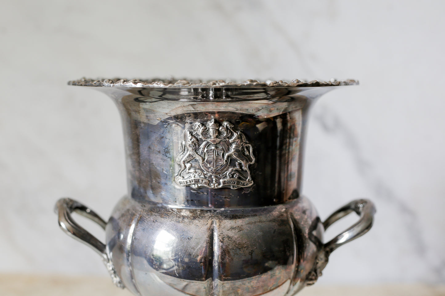 Vintage Silverplate Champagne Bucket with Royal Coat of Arms