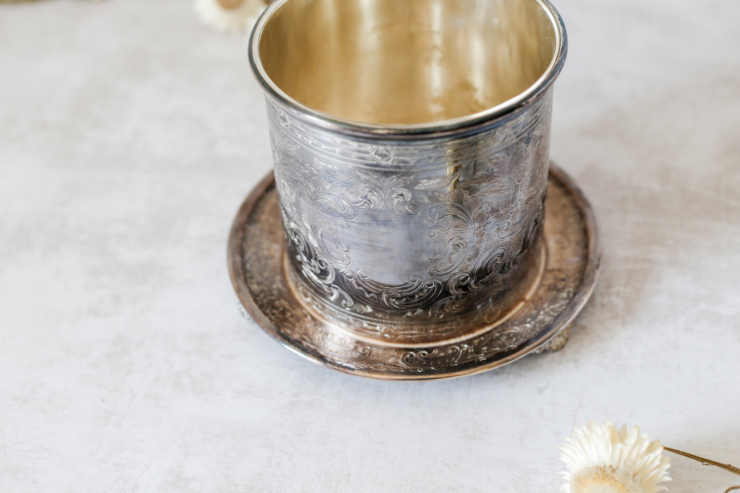 Vintage Silver Plate English Biscuit Barrel with Underplate