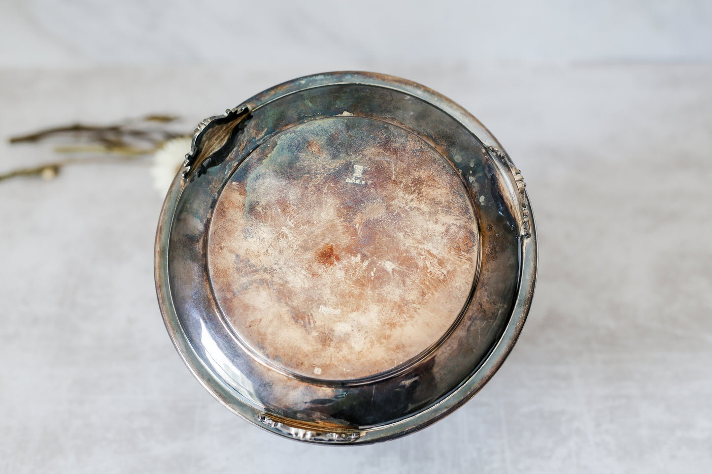 Vintage Silver Plate English Biscuit Barrel with Underplate