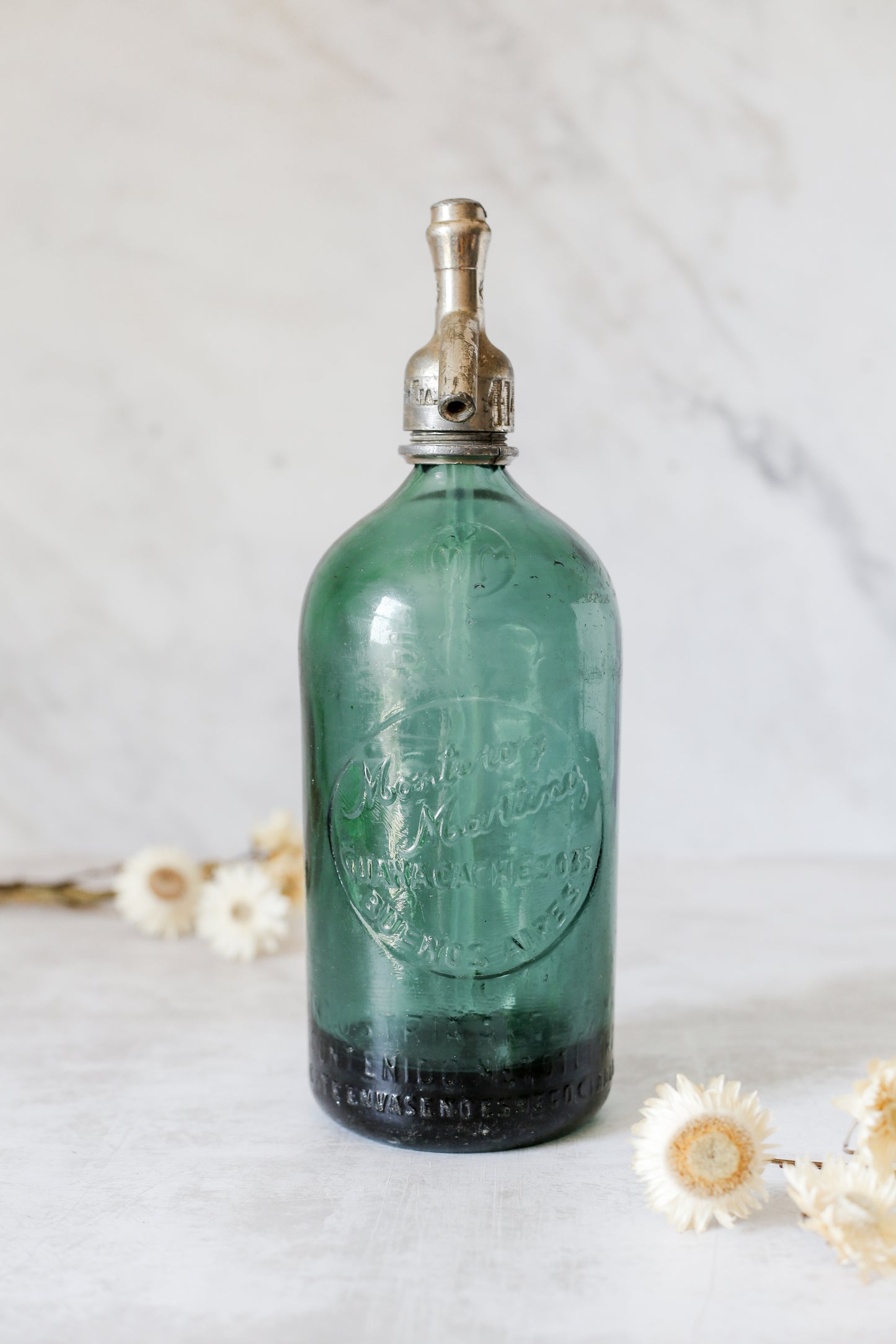 Vintage Jade Green Seltzer Bottle by Montero y Martinez