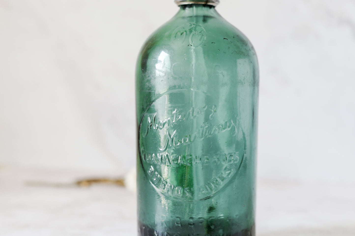 Vintage Jade Green Seltzer Bottle by Montero y Martinez