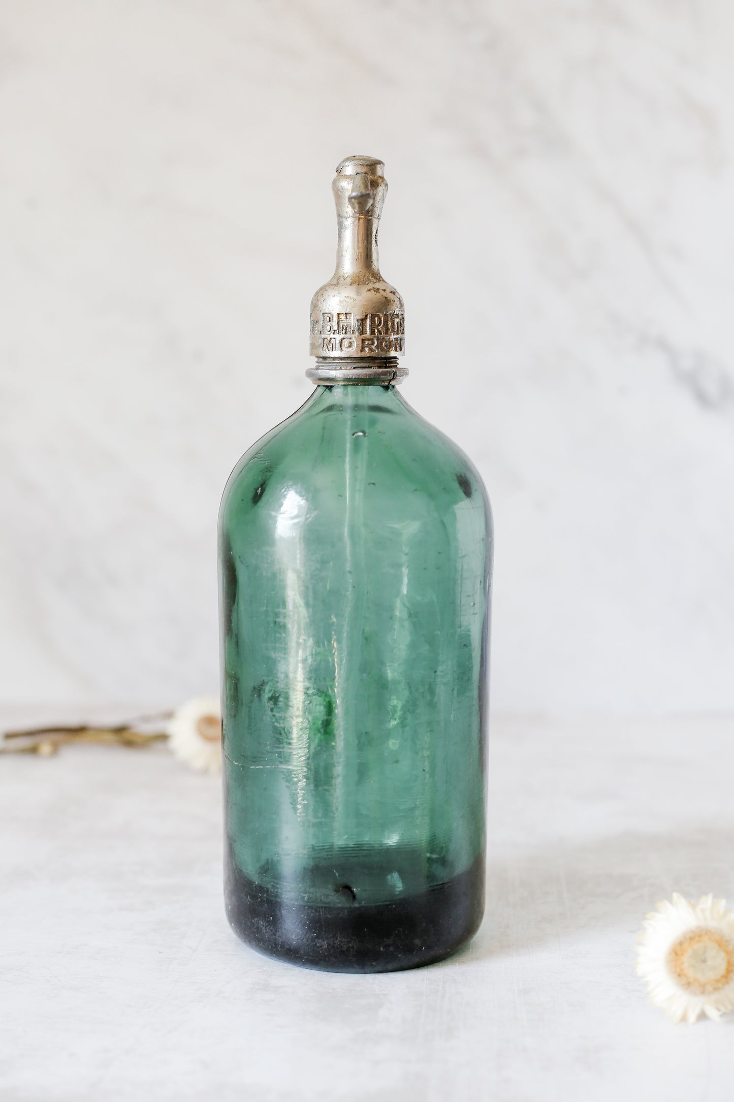 Vintage Jade Green Seltzer Bottle by Montero y Martinez