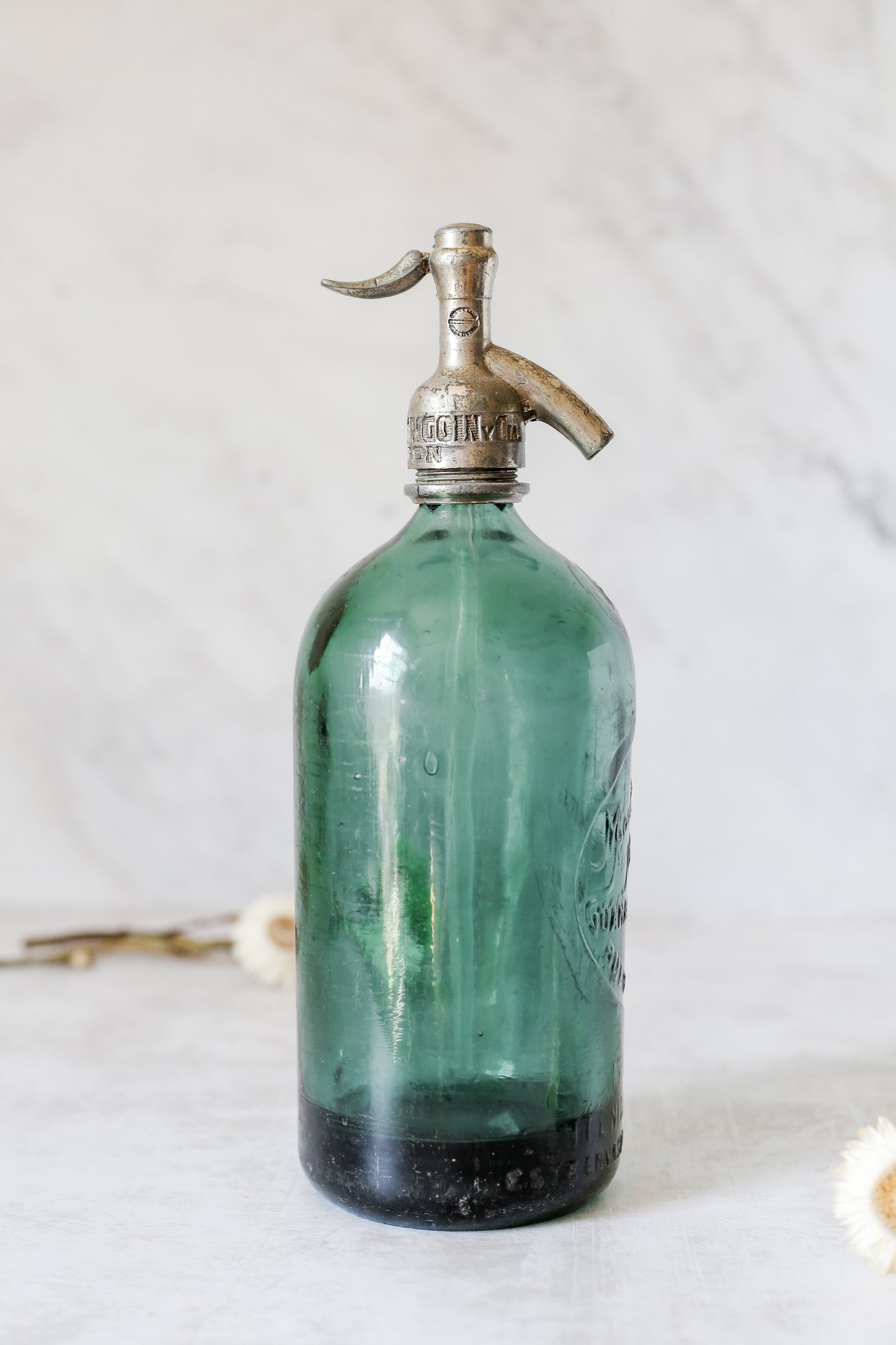 Vintage Jade Green Seltzer Bottle by Montero y Martinez