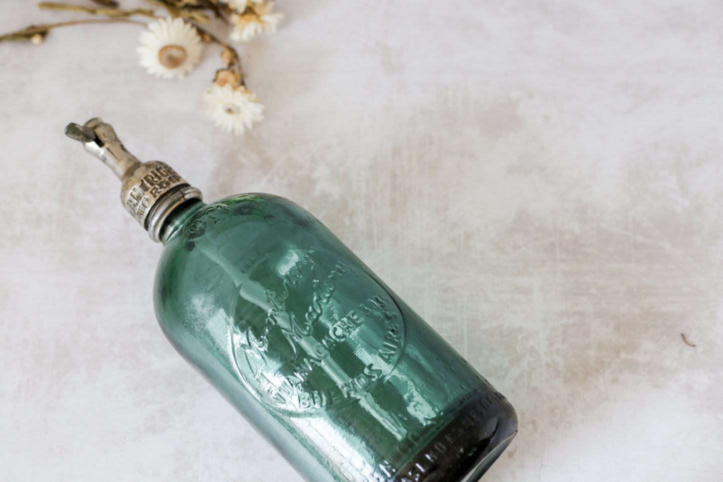 Vintage Jade Green Seltzer Bottle by Montero y Martinez