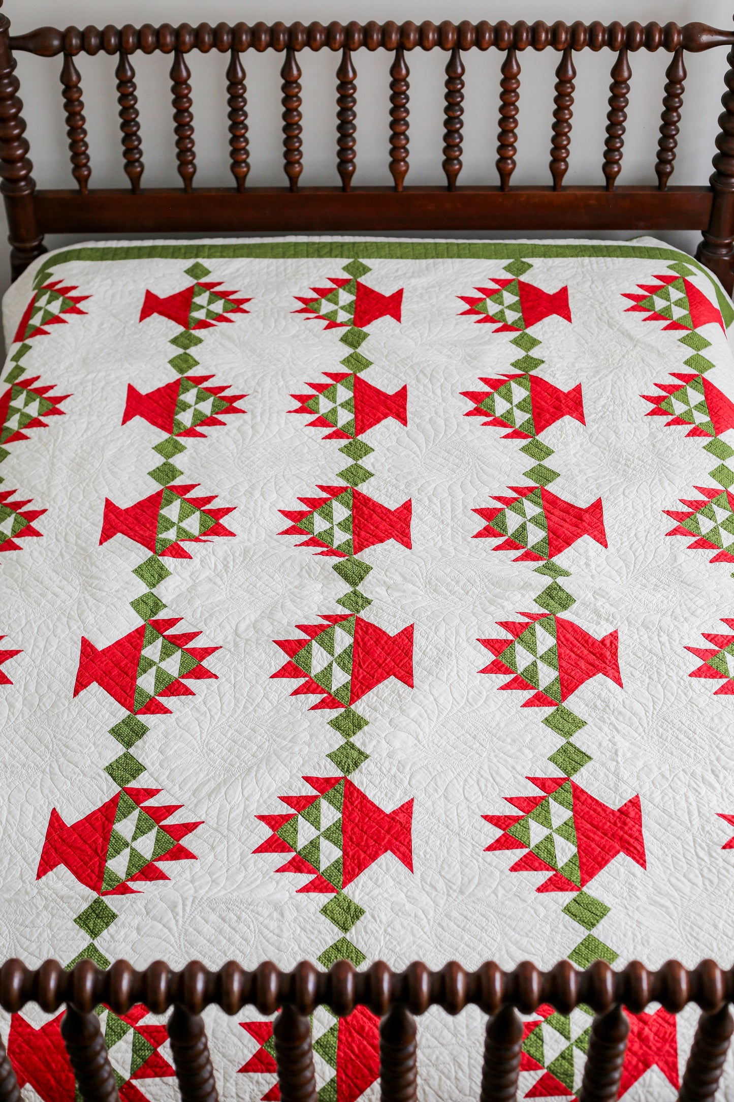 Antique Red and Green Basket Quilt, c1920