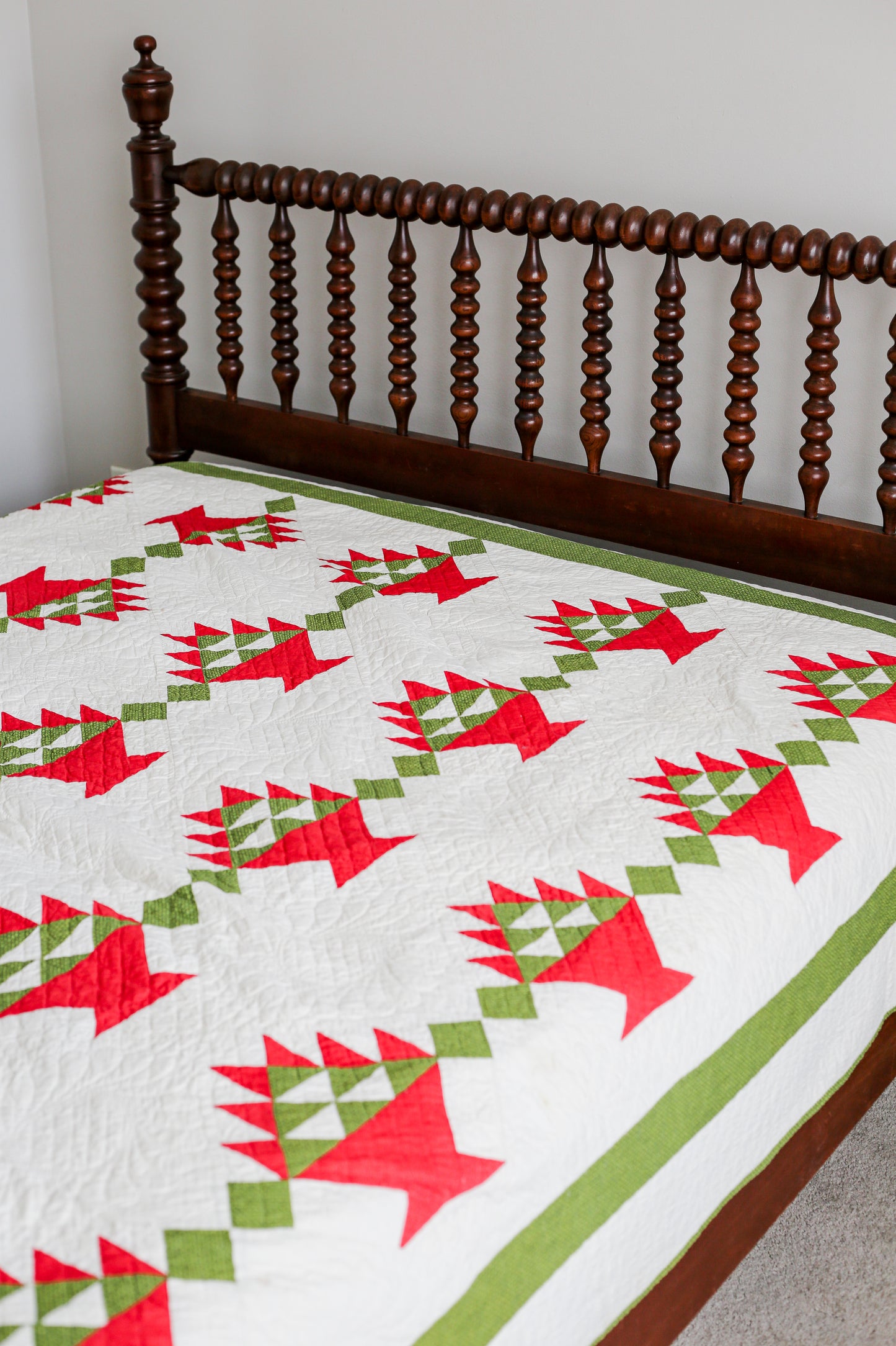 Antique Red and Green Basket Quilt, c1920