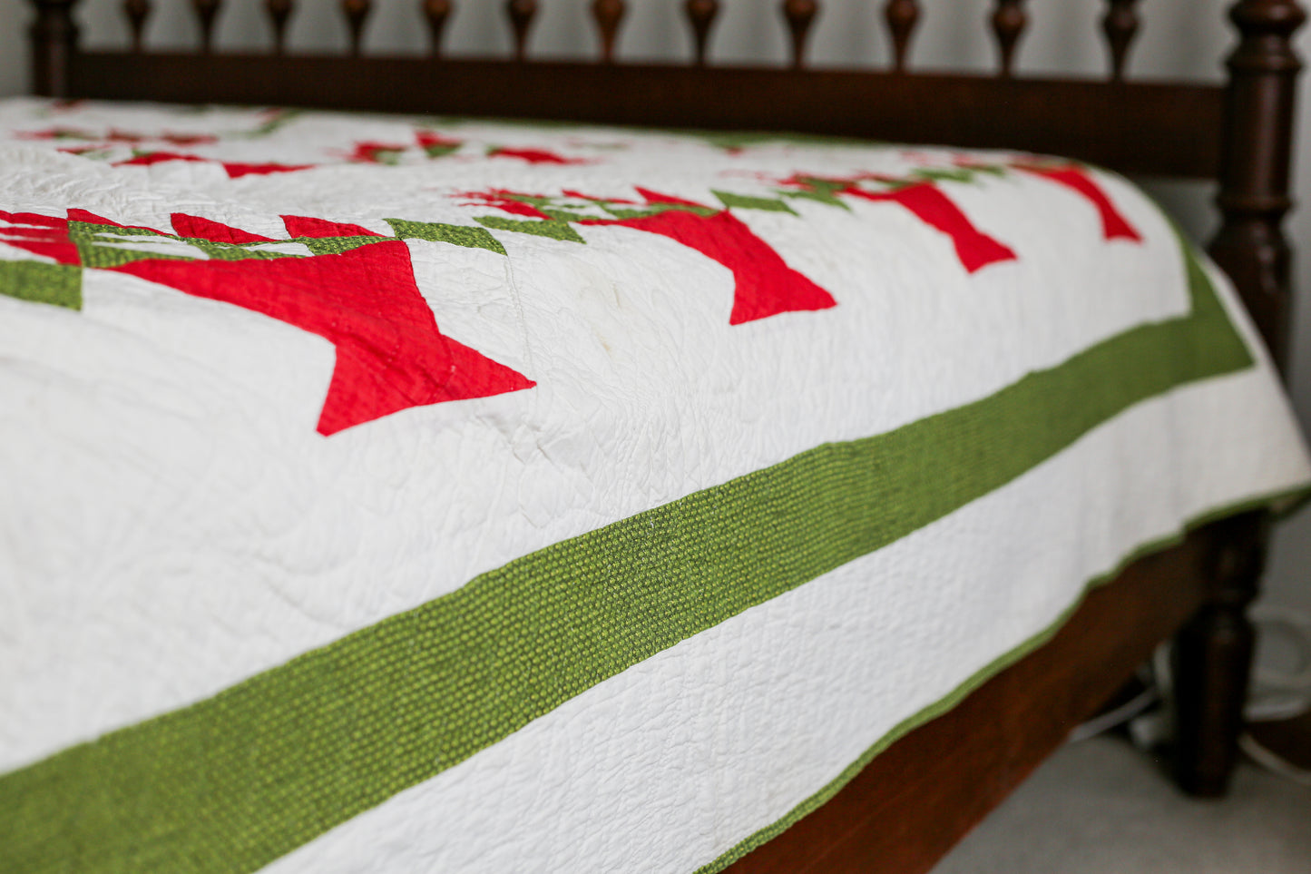 Antique Red and Green Basket Quilt, c1920