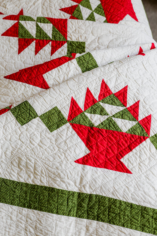 Antique Red and Green Basket Quilt, c1920