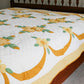 Vintage Yellow and Green Rose of Sharon Applique Quilt, c1930