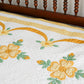 Vintage Yellow and Green Rose of Sharon Applique Quilt, c1930