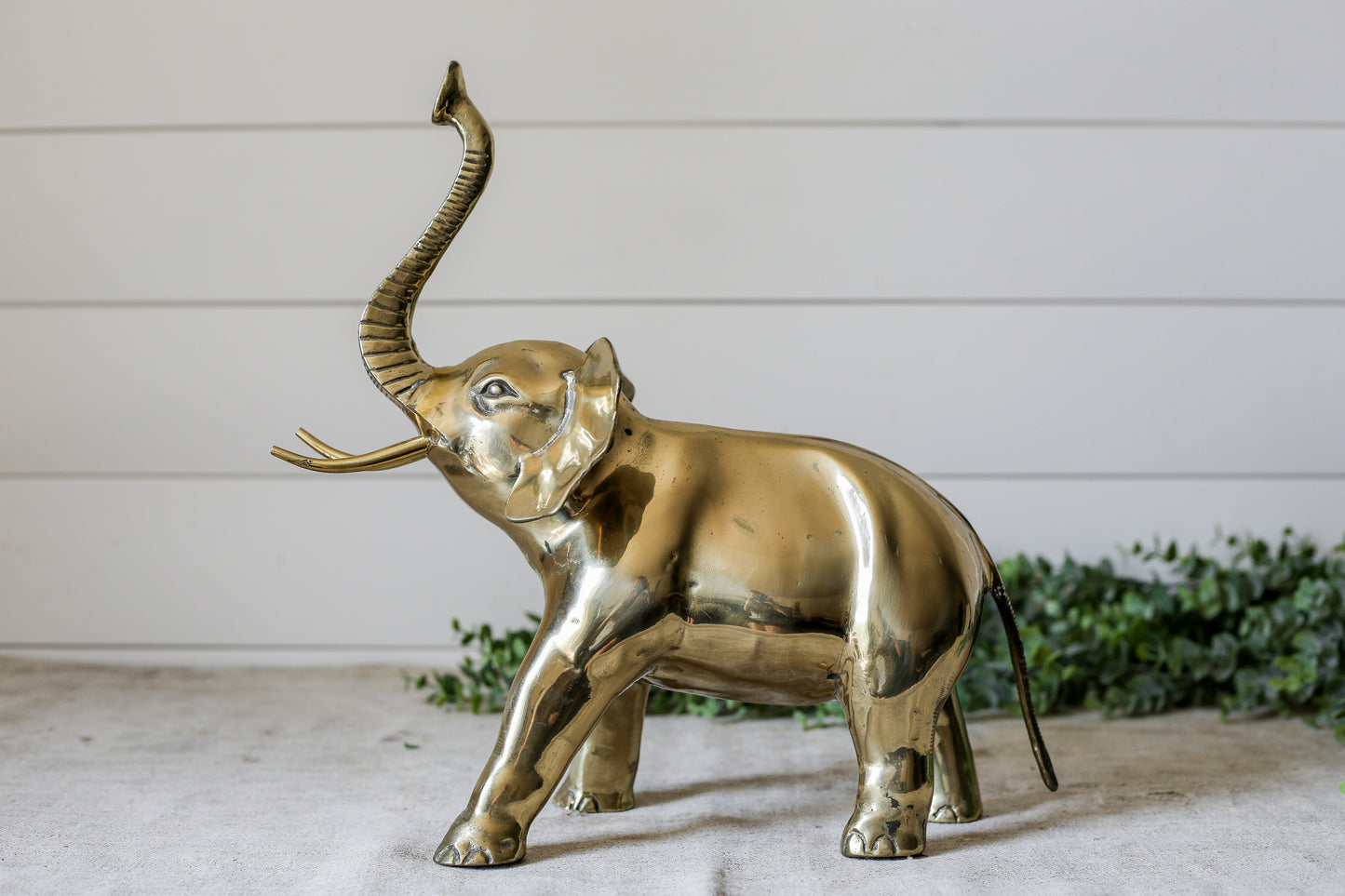 Vintage Extra Tall Brass Elephant