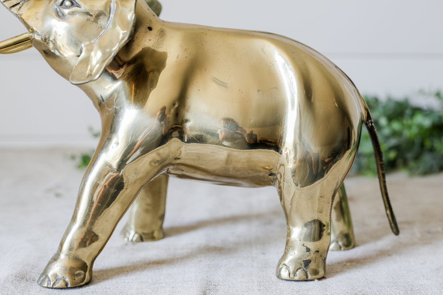 Vintage Extra Tall Brass Elephant