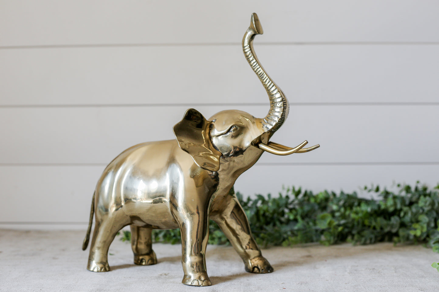 Vintage Extra Tall Brass Elephant