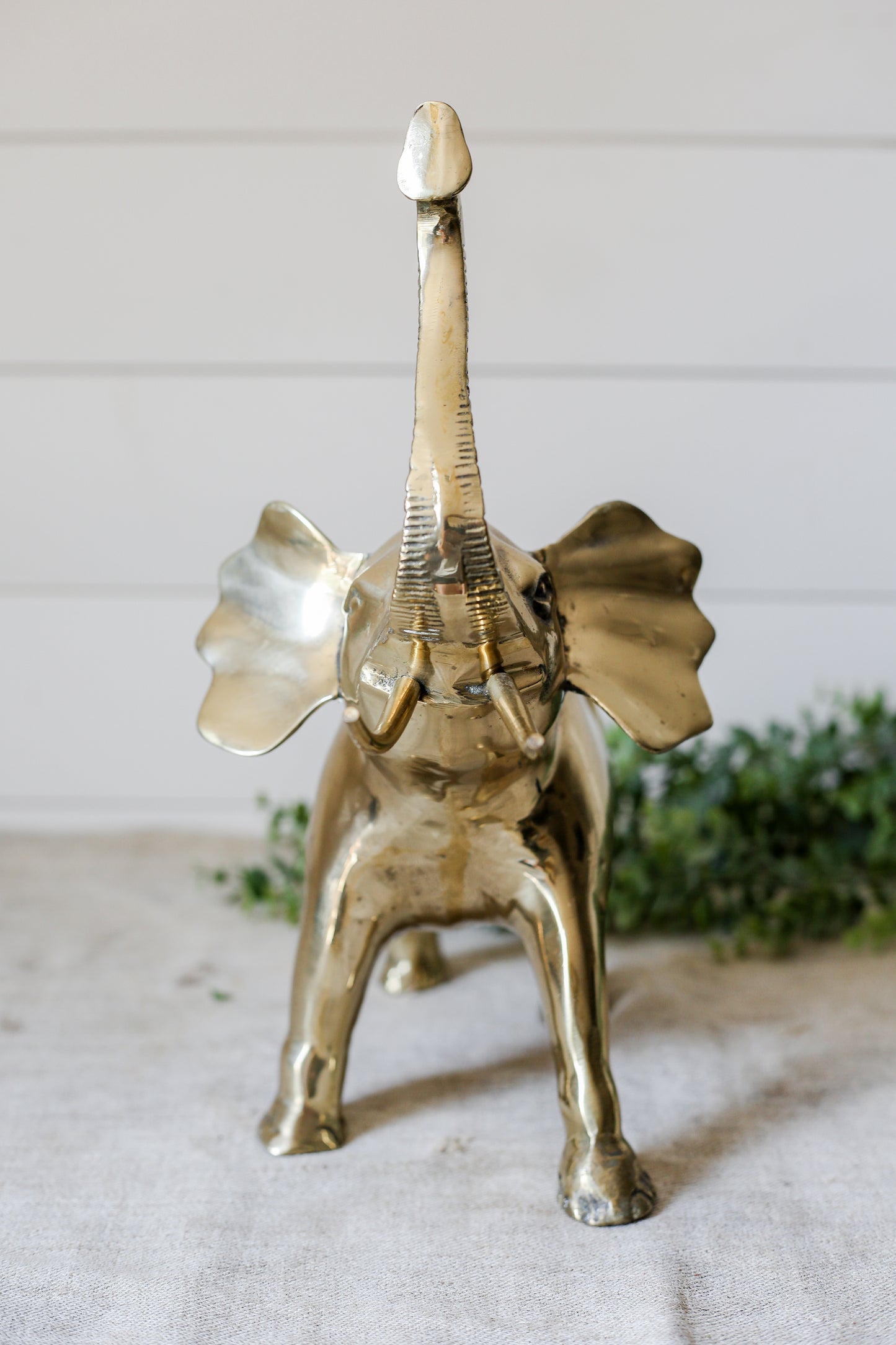 Vintage Extra Tall Brass Elephant