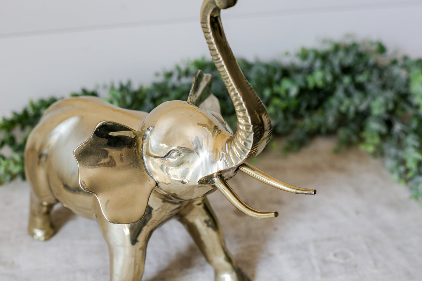 Vintage Extra Tall Brass Elephant