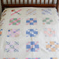 Vintage Pastel Nine Patch Quilt, c1930