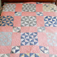 Vintage Pink and Blue Broken Dishes Quilt, c1930