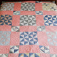 Vintage Pink and Blue Broken Dishes Quilt, c1930