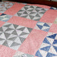 Vintage Pink and Blue Broken Dishes Quilt, c1930