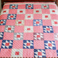 Antique Pink and Blue Double X Quilt, c1900