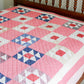 Antique Pink and Blue Double X Quilt, c1900