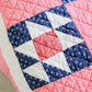 Antique Pink and Blue Double X Quilt, c1900